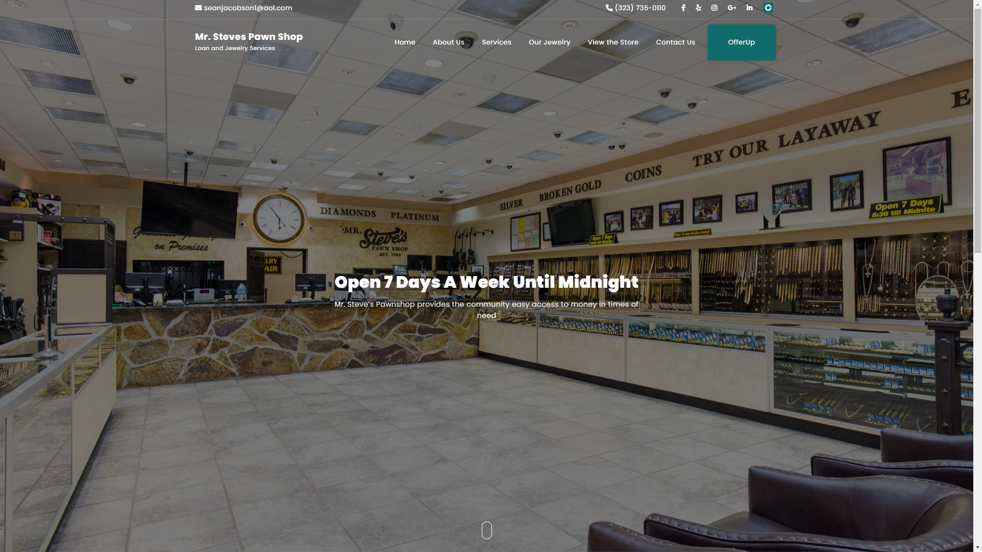 Mr. Steve's Pawn Shop website home page