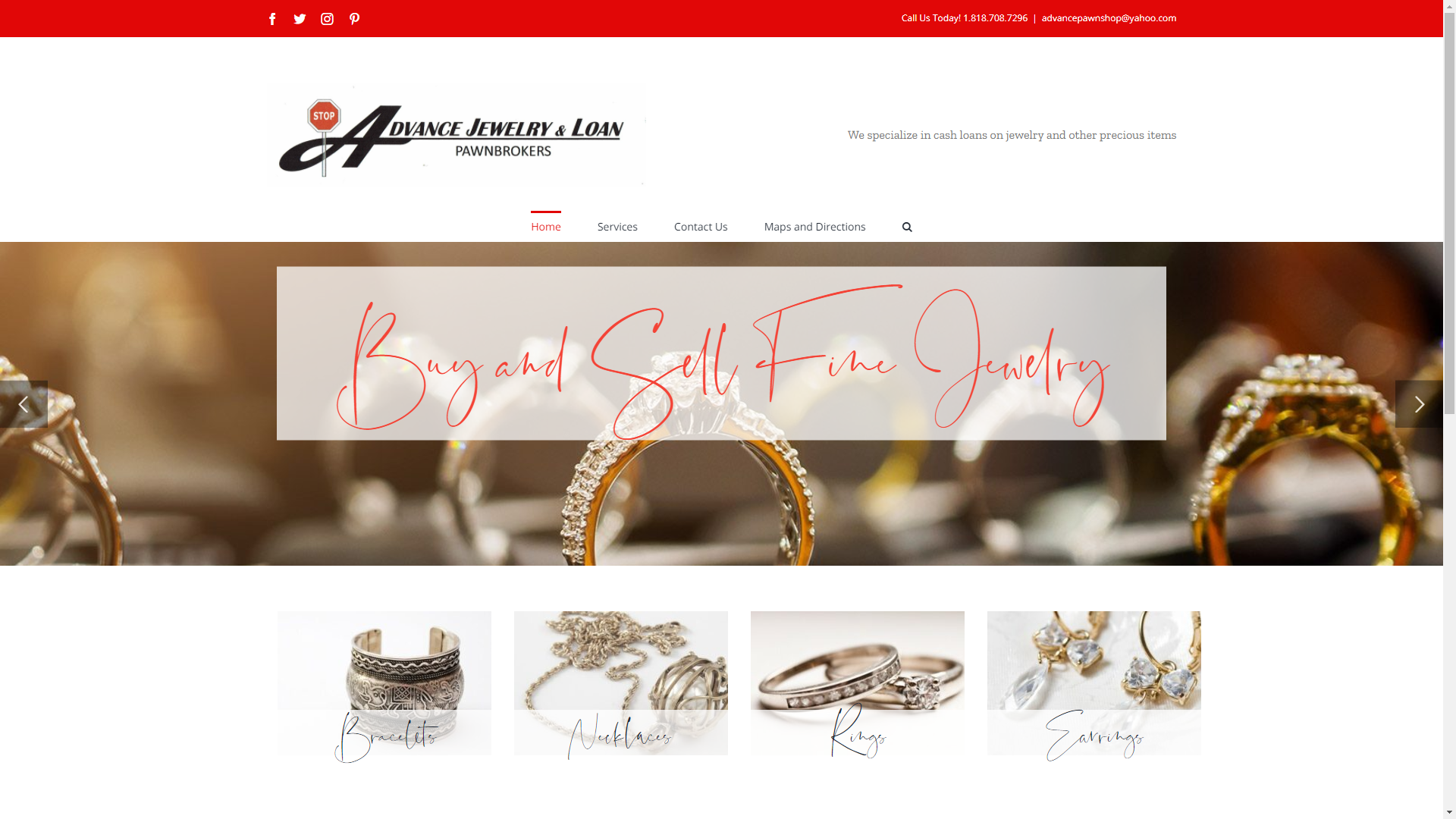 Advanced Jewelry and Loan home page